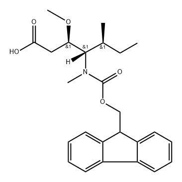 Heptanoic acid, 4-[[(9H-fluoren-9-ylmethoxy)carbonyl]methylamino]-3-methoxy-5-methyl-, (3R,4S,5S)- Struktur