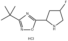 3-tert-Butyl-5-(4-fluoropyrrolidin-2-yl)-1,2,4-oxadiazole hydrochloride Struktur