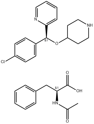 2-[(S)-(4-chlorophenyl)(4-piperidinyloxy)methyl]pyridine, N-acetyl-L-Phenylalanine (1:1) Struktur