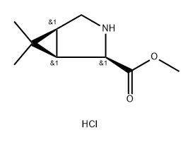 3-Azabicyclo[3.1.0]hexane-2-carboxylic acid, 6,6-dimethyl-, methyl ester, hydrochloride (1:1), (1R,2R,5S)-rel- Struktur