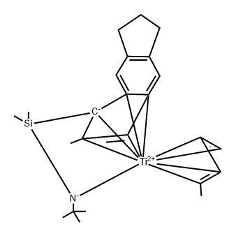 dititanium(2+) bis((3E)-penta-1,3-diene) bis(1-[(tert-butylazanidyl)dimethylsilyl]-2-methyl-1,5,6,7-tetrahydro-s-indacen-1-ide) Struktur