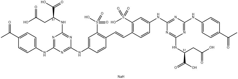 N,N'-[(1,E)-1,2-Ethenediylbis[(3-sulfo-4,1-phenylene)imino[6-[(4-acetyl  phenyl)amino]-1,3,5-triazin-4,2-diyl]]]bis L-aspartic acid, hexasodium salt Struktur