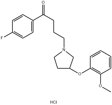 1-Butanone, 1-(4-fluorophenyl)-4-[3-(2-methoxyphenoxy)-1-pyrrolidinyl]-, hydrochloride (1:1) Struktur