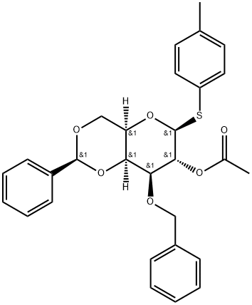 4-Methylphenyl 2-O-acetyl-3-O-benzyl-4,6-O-benzylidene-1-thio-β-D-galactopyranoside Struktur