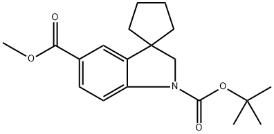 Spiro[cyclopentane-1,3'-[3H]indole]-1',5'(2'H)-dicarboxylic acid, 1'-(1,1-dimethylethyl) 5'-methyl ester Struktur