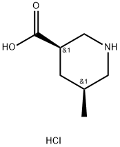 3-Piperidinecarboxylic acid, 5-methyl-, hydrochloride (1:1), (3R,5S)- Struktur