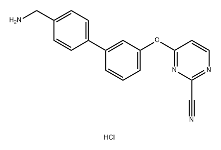 4-((4'-(aminomethyl)-[1,1'-biphenyl]-3-yl)oxy)pyrimidine-2-carbonitrile hydrochloride Struktur