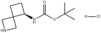 Carbamic acid, N-(5R)-2-azaspiro[3.3]hept-5-yl-, 1,1-dimethylethyl ester, hydrochloride (1:1) Struktur