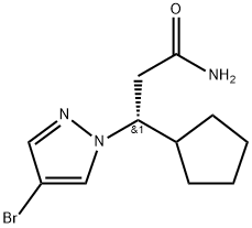 1H-Pyrazole-1-propanamide, 4-bromo-β-cyclopentyl-, (βR)- Struktur