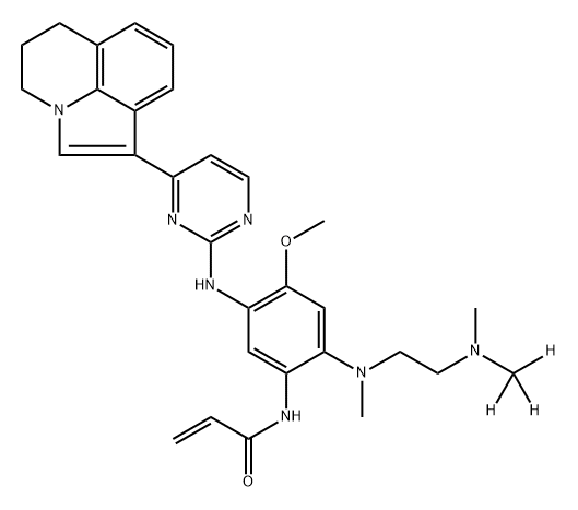 2-Propenamide, N-[5-[[4-(5,6-dihydro-4H-pyrrolo[3,2,1-ij]quinolin-1-yl)-2-pyrimidinyl]amino]-4-methoxy-2-[[2-(methylmethyl-d3-amino)ethyl]methylamino]phenyl]- Struktur