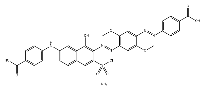 triammonium 4-[4-[7-(4-carboxylatoanilino)-1-hydroxy-3-sulfonato-2-naphthylazo]-2,5-dimethoxyphenylazo]benzoate Struktur