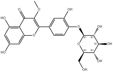 4H-1-Benzopyran-4-one, 2-[4-(β-D-glucopyranosyloxy)-3-hydroxyphenyl]-5,7-dihydroxy-3-methoxy- Struktur