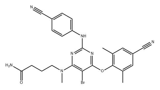 Butanamide, 4-[[5-bromo-6-(4-cyano-2,6-dimethylphenoxy)-2-[(4-cyanophenyl)amino]-4-pyrimidinyl]methylamino]- Struktur