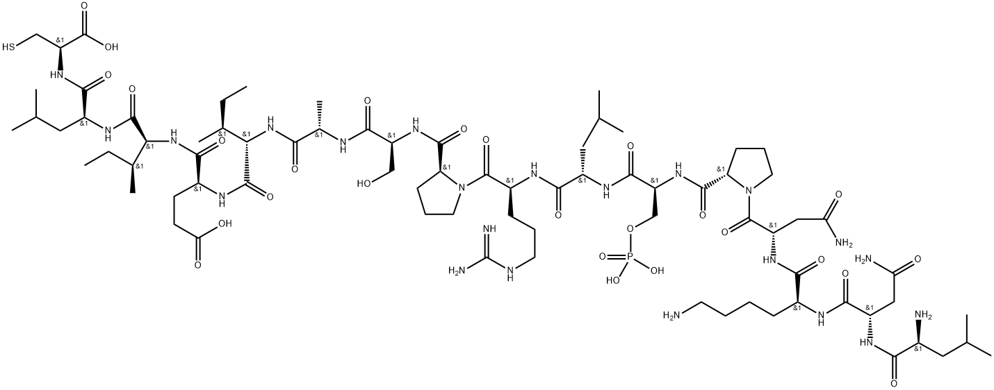 L-Cysteine, L-leucyl-L-asparaginyl-L-lysyl-L-asparaginyl-L-prolyl-O-phosphono-L-seryl-L-leucyl-L-arginyl-L-prolyl-L-seryl-L-alanyl-L-isoleucyl-L-α-glutamyl-L-isoleucyl-L-leucyl- Struktur