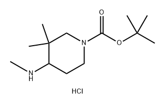 1-Piperidinecarboxylic acid, 3,3-dimethyl-4-(methylamino)-, 1,1-dimethylethyl ester, hydrochloride (1:1) Struktur