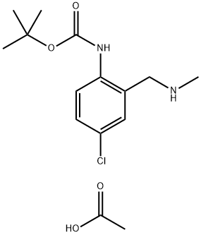 Carbamic acid, N-[4-chloro-2-[(methylamino)methyl]phenyl]-, 1,1-dimethylethyl ester, acetate (2:3) Struktur