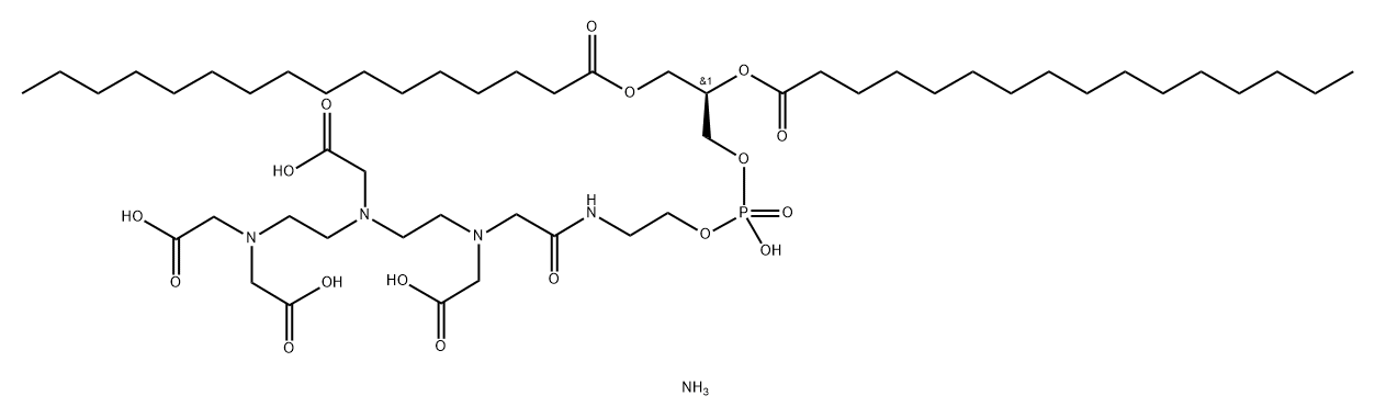 15,17,21-Trioxa-3,6,9,12-tetraaza-16-phosphaheptatriacontanoic acid, 3,6,9-tris(carboxymethyl)-16-hydroxy-11,22-dioxo-19-[(1-oxohexadecyl)oxy]-, 16-oxide, ammonium salt (1:5), (19R)- Struktur