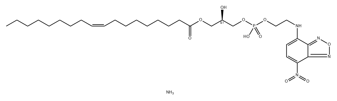 9-Octadecenoic acid (9Z)-, (2R)-2-hydroxy-3-[[hydroxy[2-[(7-nitro-2,1,3-benzoxadiazol-4-yl)amino]ethoxy]phosphinyl]oxy]propyl ester, ammonium salt (1:1) Struktur