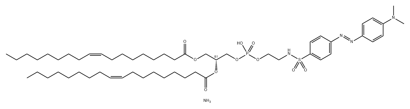 9-Octadecenoic acid (9Z)-, 1,1'-[(1R)-1-[[[[2-[[[4-[(1E)-2-[4-(dimethylamino)phenyl]diazenyl]phenyl]sulfonyl]amino]ethoxy]hydroxyphosphinyl]oxy]methyl]-1,2-ethanediyl] ester, ammonium salt (1:1) Struktur