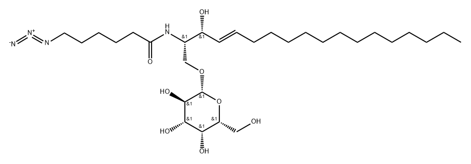 Hexanamide, 6-azido-N-[(1S,2R,3E)-1-[(β-D-galactopyranosyloxy)methyl]-2-hydroxy-3-heptadecen-1-yl]- Struktur