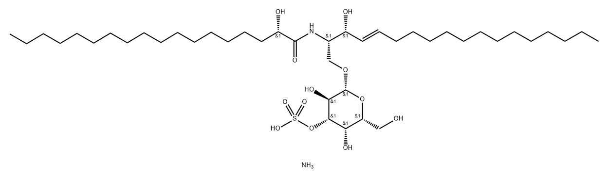 Octadecanamide, 2-hydroxy-N-[(1S,2R,3E)-2-hydroxy-1-[[(3-O-sulfo-β-D-galactopyranosyl)oxy]methyl]-3-heptadecen-1-yl]-, ammonium salt (1:1), (2S)- Struktur