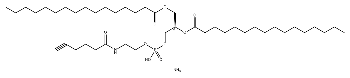 Hexadecanoic acid, 1,1'-[(1R)-1-(3-hydroxy-3-oxido-8-oxo-2,4-dioxa-7-aza-3-phosphatridec-12-yn-1-yl)-1,2-ethanediyl] ester, ammonium salt (1:1) Struktur