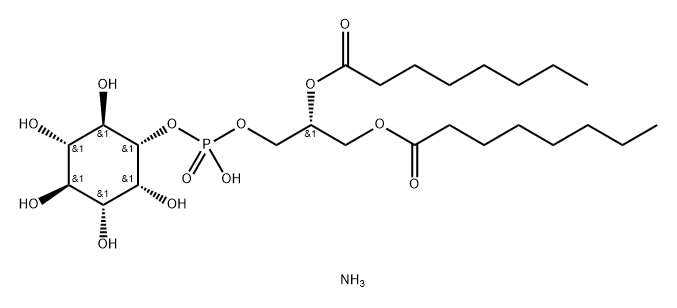 D-myo-Inositol, 1-[(2R)-2,3-bis[(1-oxooctyl)oxy]propyl hydrogen phosphate], ammonium salt (1:1) Struktur