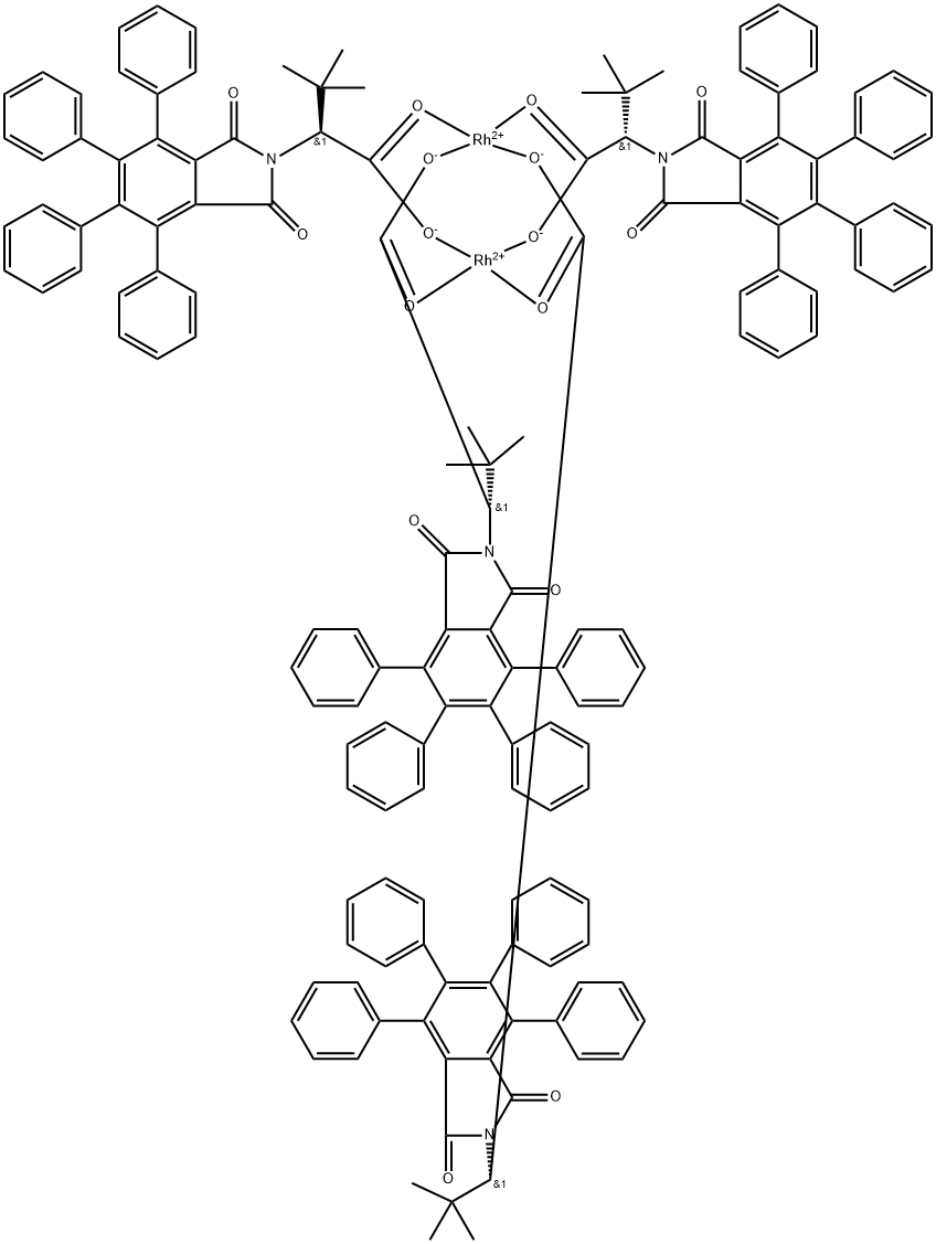 Tetrakis[μ-[(αS)-α-(1,1-dimethylethyl)-1,3-dihydro-1,3-dioxo-4,5,6,7-tetraphenyl-2H-isoindole-2-acetato-κO2:κO′2]]dirhodium Struktur