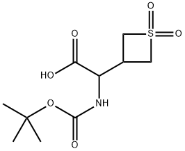 2-{[(tert-butoxy)carbonyl]amino}-2-(1,1-dioxo-1λ-thietan-3-yl)acetic acid Struktur