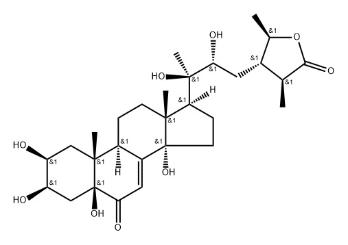 (20R,22R,24S,25S,28R)-2β,3β,5,14,20,22,28-Heptahydroxy-6-oxo-5β-stigmasta-7-ene-27-oic acid γ-lactone Struktur