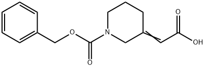 (E)-2-(1-((benzyloxy)carbonyl)piperidin-3-ylidene)acetic acid Struktur