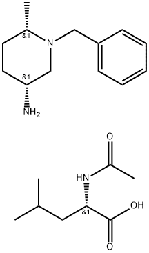 L-Leucine, N-acetyl-, compd. with (3R,6S)-6-methyl-1-(phenylmethyl)-3-piperidinamine (1:1) Struktur