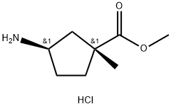 Cyclopentanecarboxylic acid, 3-amino-1-methyl-, methyl ester, hydrochloride (1:1), (1R,3R)- Struktur