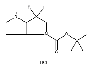 Pyrrolo[3,2-b]pyrrole-1(2H)-carboxylic acid, 3,3-difluorohexahydro-, 1,1-dimethylethyl ester, hydrochloride (1:1) Struktur