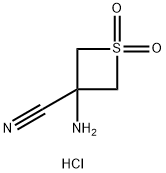 3-Thietanecarbonitrile, 3-amino-, 1,1-dioxide, hydrochloride (1:1) Struktur