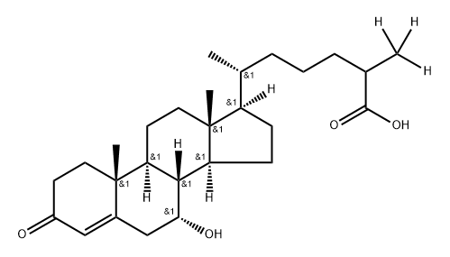 Cholest-4-en-26-oic-27,27,27-d3 acid, 7-hydroxy-3-oxo-, (7α)- Struktur