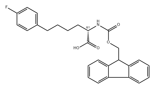 Benzenehexanoic acid, α-[[(9H-fluoren-9-ylmethoxy)carbonyl]amino]-4-fluoro-, (αS)- Struktur