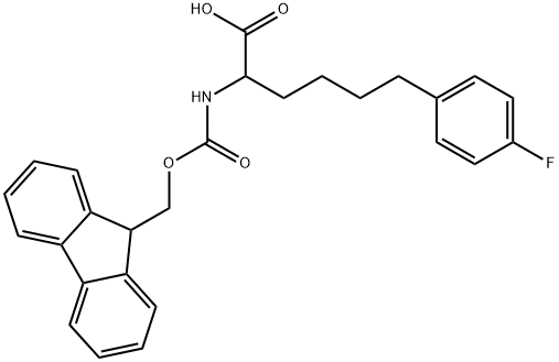 2-((((9H-fluoren-9-yl)methoxy)carbonyl)amino)-6-(4-fluorophenyl)hexanoicacid Struktur