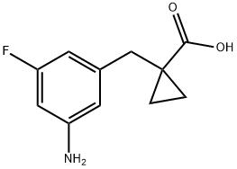 1-(3-amino-5-fluorobenzyl)cyclopropane-1-carboxylicacid Struktur