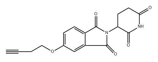 5-(but-3-yn-1-yloxy)-2-(2,6-dioxopiperidin-3-yl)isoindoline-1,3-dione Struktur