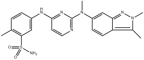 Benzenesulfonamide, 5-[[2-[(2,3-dimethyl-2H-indazol-6-yl)methylamino]-4-pyrimidinyl]amino]-2-methyl- Struktur