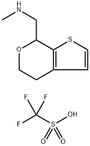 Methanesulfonic acid, 1,1,1-trifluoro-, compd. with 4,7-dihydro-N-methyl-5H-thieno[2,3-c]pyran-7-methanamine, hydrochloride (1:1:1) Struktur