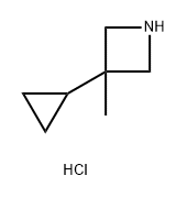 Azetidine, 3-cyclopropyl-3-methyl-, hydrochloride (1:1) Struktur