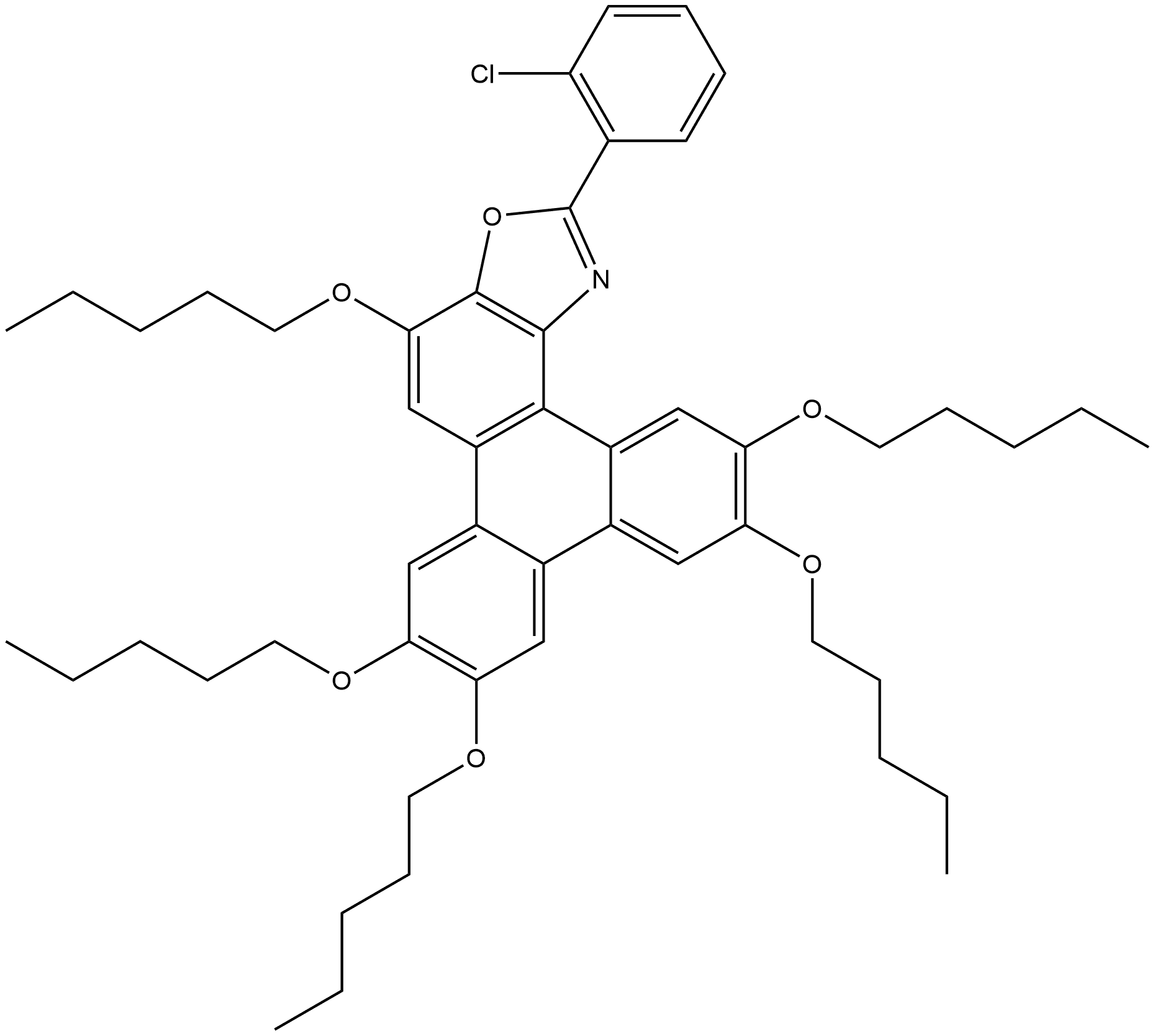 Triphenyleno[1,2-d]oxazole, 12-(2-chlorophenyl)-2,3,6,7,10-pentakis(pentyloxy)- Struktur