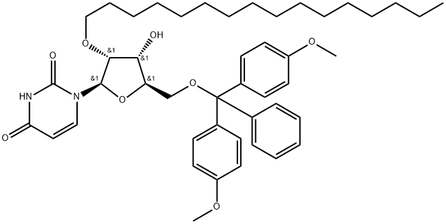 Uridine, 5'-O-[bis(4-methoxyphenyl)phenylmethyl]-2'-O-hexadecyl- Struktur