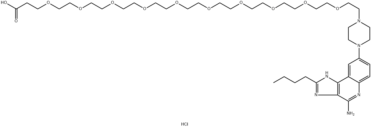 4,7,10,13,16,19,22,25,28,31-Decaoxatritriacontanoic acid, 33-[4-(4-amino-2-butyl-3H-imidazo[4,5-c]quinolin-8-yl)-1-piperazinyl]-, hydrochloride (1:1) Struktur