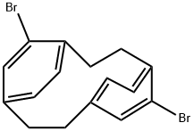 Tricyclo[8.2.2.24,7]hexadeca-4,6,10,12,13,15-hexaene, 5,12-dibromo-, stereoisomer Struktur