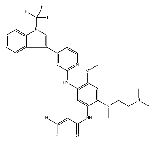 2-Propenamide-3,3-d2, N-[2-[[2-(dimethylamino)ethyl]methylamino]-4-methoxy-5-[[4-[1-(methyl-d3)-1H-indol-3-yl]-2-pyrimidinyl]amino]phenyl]- Struktur