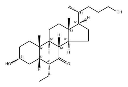 Cholan-7-one, 6-ethyl-3,24-dihydroxy-, (3α,5β,6α)- Struktur