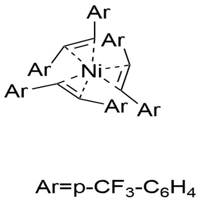 Tris(trans-1,2-bis(4-(trifluoromethyl)phenyl)ethene)nickel(0) Struktur